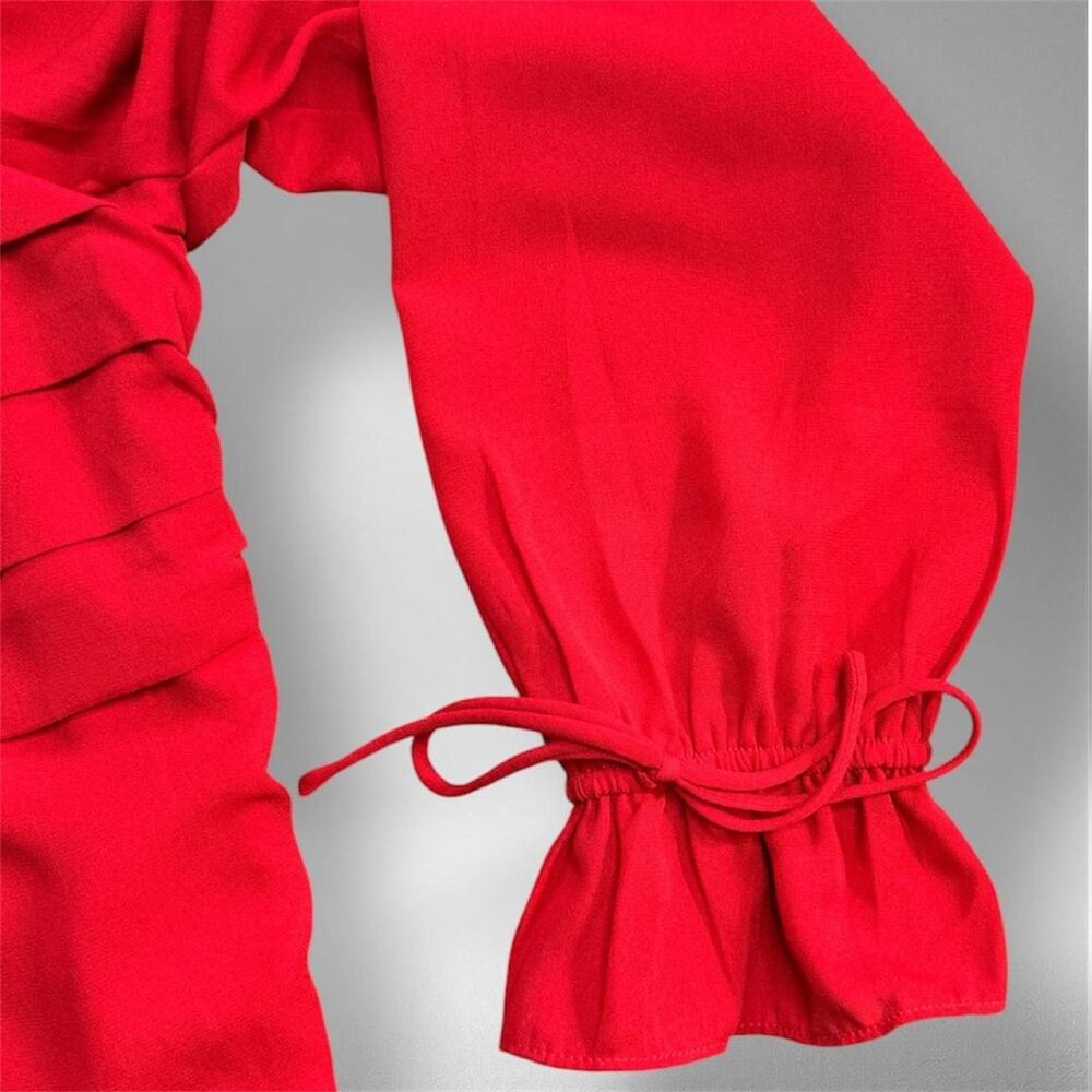 Audrey Parks Red Off-Shoulder Ruffle Crop Top – Size M - Picture 6 of 8